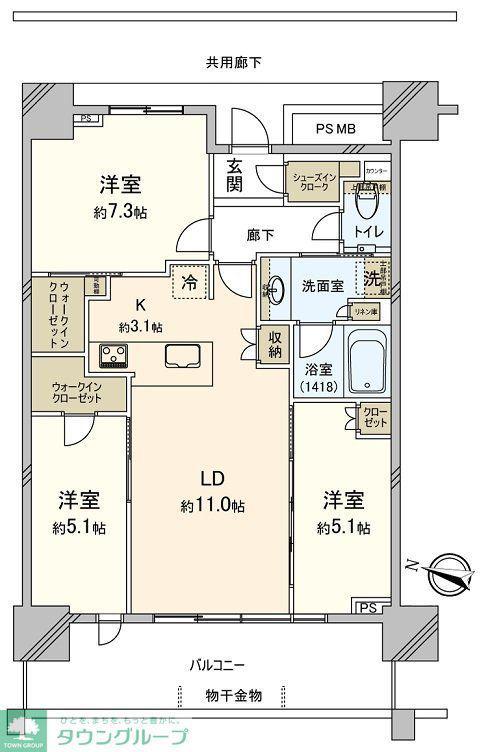 URAWA THE TOWER(3LDK/17階)の間取り写真
