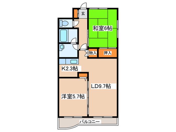 アルファネクスト札幌第16(2LDK/7階)の間取り写真