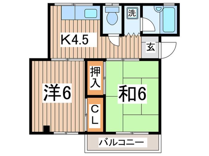 プライムレーベル洲崎(2K/3階)の間取り写真