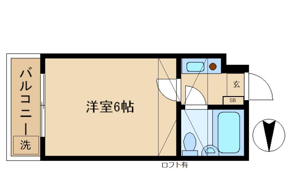 ジュネパレス北越谷 第2(1K/2階)の間取り写真