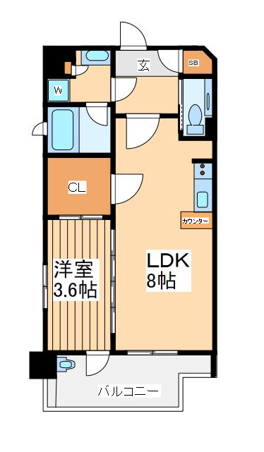クリオ西横浜ブライトマークス(1LDK/5階)の間取り写真
