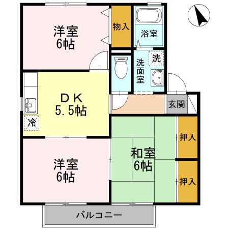 セジュールDX(3DK/2階)の間取り写真