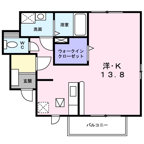 グランデK.B(ワンルーム/1階)の間取り写真