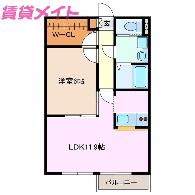 ラ・テラ滝川(1LDK/2階)の間取り写真