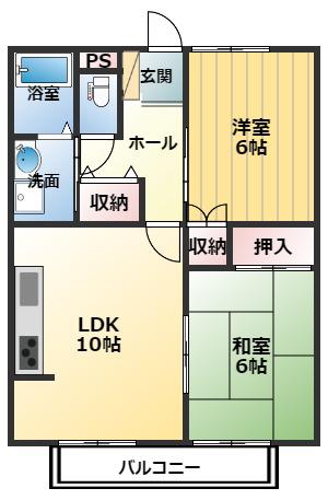 レインボーハイツ(2LDK/2階)の間取り写真