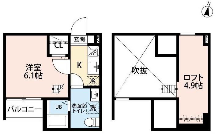 レヴレジール(1SK/2階)の間取り写真