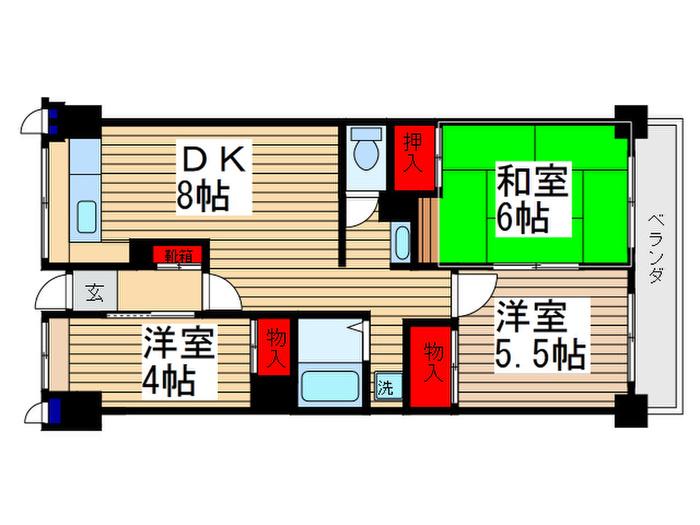 ソレイユ久保(3DK/6階)の間取り写真