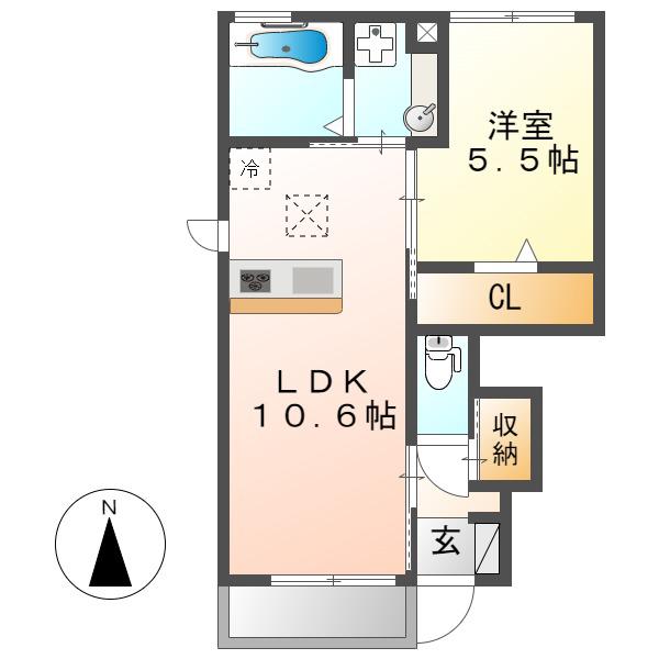 D-ROOM京和風穂波町I(1LDK/1階)の間取り写真