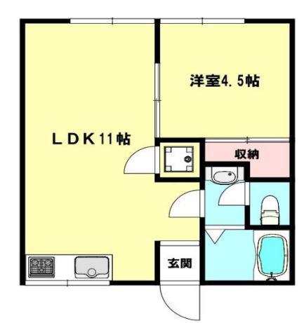 BLANCUBE大池(1LDK/1階)の間取り写真