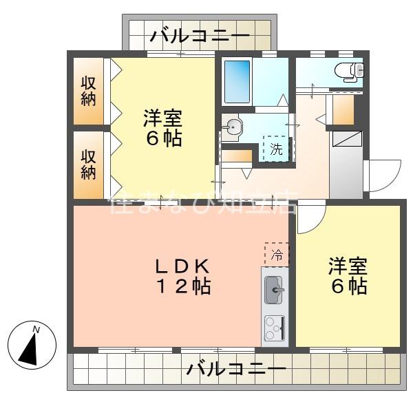 石川マンション(2LDK/1階)の間取り写真