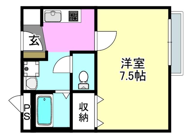 アンプルール茨木(1K/1階)の間取り写真