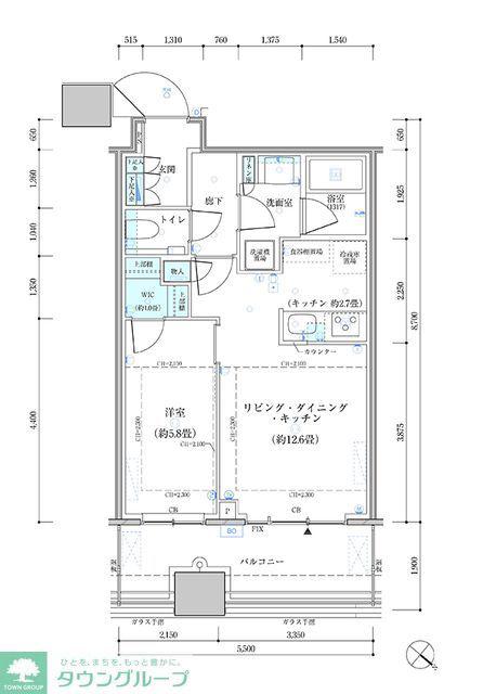 パークタワー勝どき サウス棟(1LDK/16階)の間取り写真