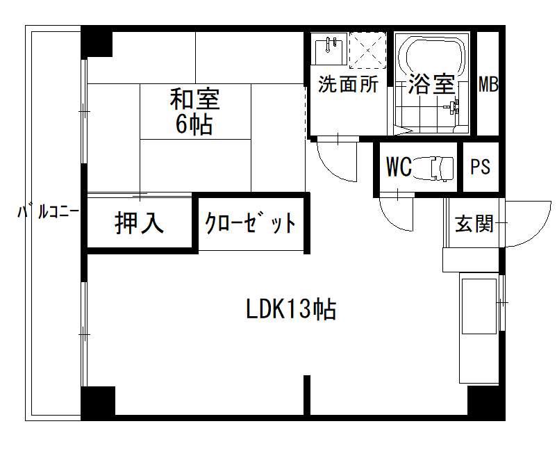 田中マンション(1LDK/2階)の間取り写真