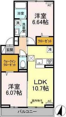 サンジェルマン中央林間2丁目(2LDK/3階)の間取り写真