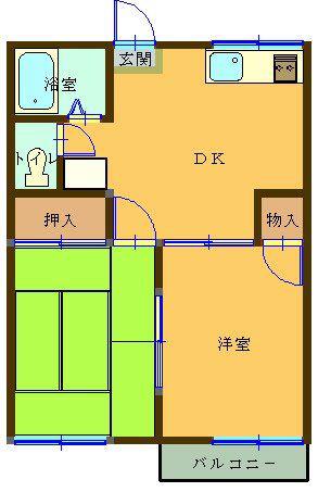 米丸ハイツ(2DK/2階)の間取り写真