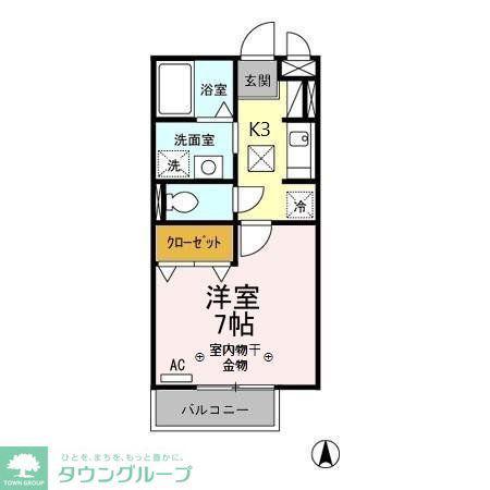 つくばエクスプレス 青井駅 徒歩8分 3階建 築21年(1K/1階)の間取り写真