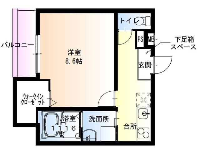 フジパレス鳳北町(1K/1階)の間取り写真