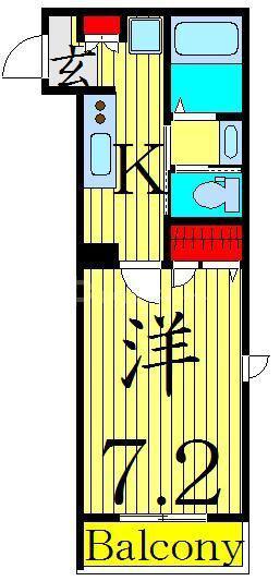 フラット青井(1K/1階)の間取り写真
