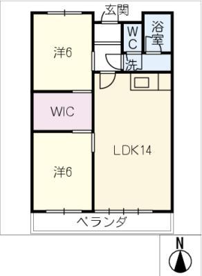 ハイツリバーサイド(2LDK/1階)の間取り写真