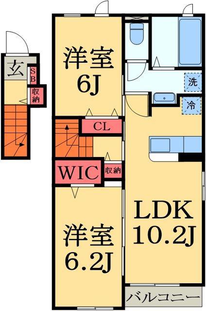 グランド Ⅱ(2LDK/2階)の間取り写真