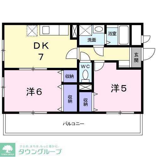 サニーコート(2DK/2階)の間取り写真