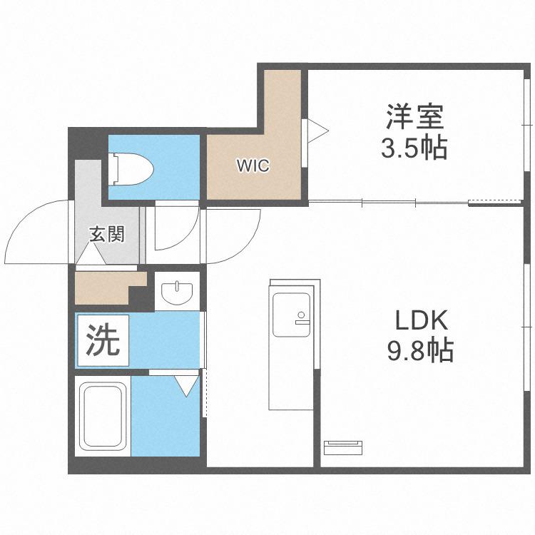 SERAM北9条(1LDK/2階)の間取り写真