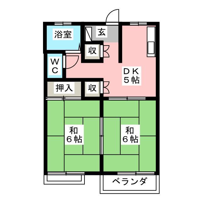 フレグランスHAYAMA A(2DK/2階)の間取り写真
