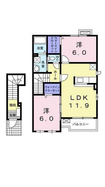 EVER PHOENIX A(2LDK/2階)の間取り写真