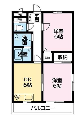 都ヴィレッジ新涯(2DK/2階)の間取り写真