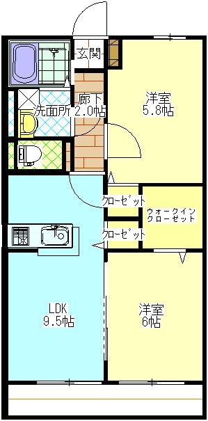 BELL ANNEX(2LDK/1階)の間取り写真