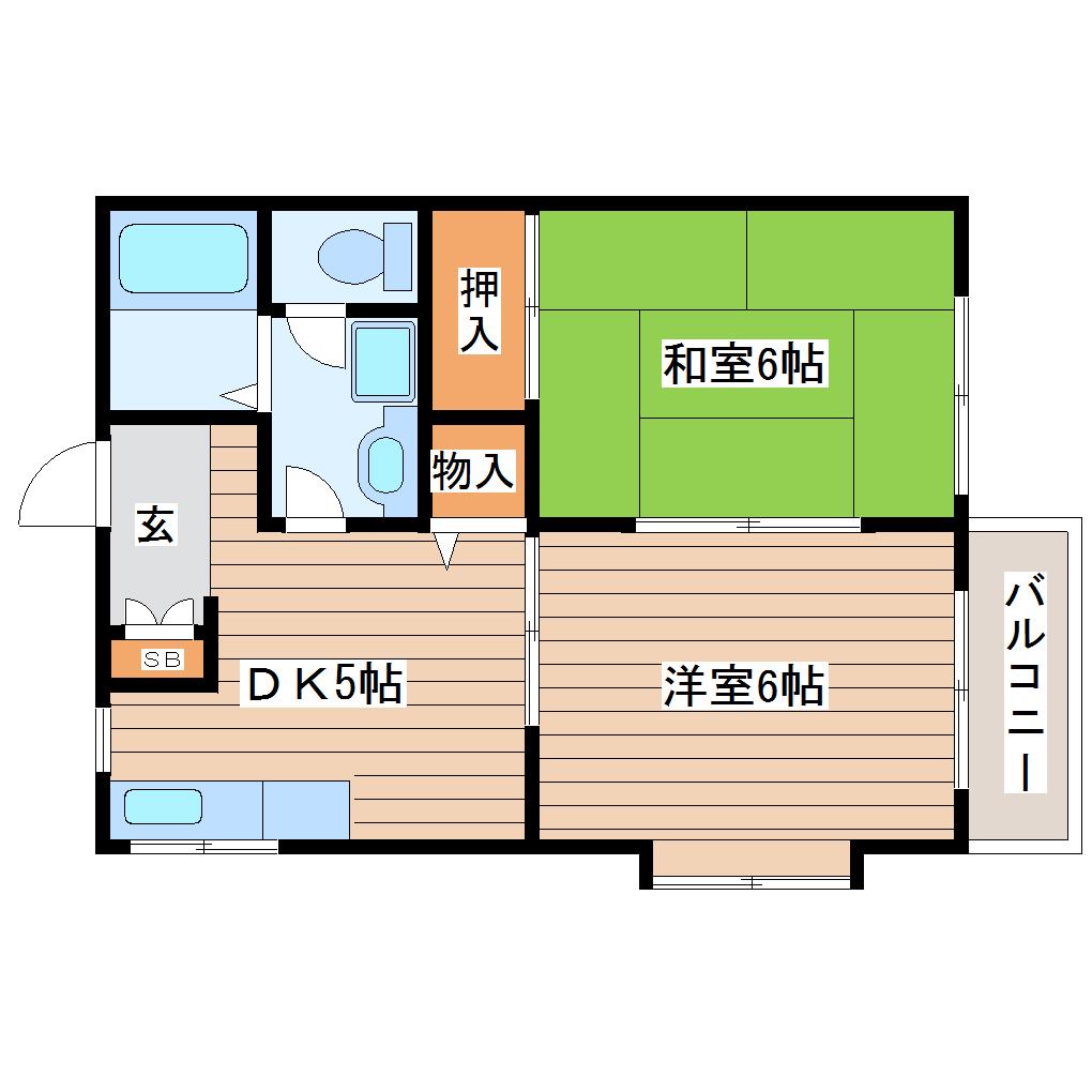 カームホーム(2K/2階)の間取り写真