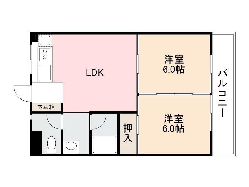 カーサクレスト(2LDK/3階)の間取り写真