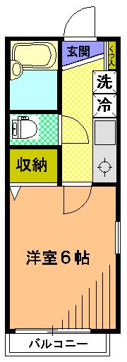 ジュネス駒沢(1K/2階)の間取り写真