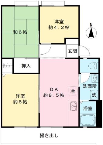 サンライフ伊登屋A(3DK/1階)の間取り写真