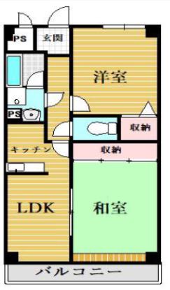 ベルローゼ浜寺(2LDK/2階)の間取り写真
