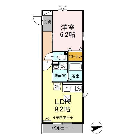 オリヴィア山手(1LDK/2階)の間取り写真