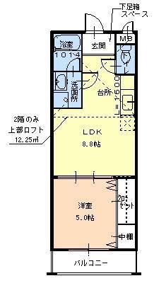 フローラ河内長野(1LDK/1階)の間取り写真