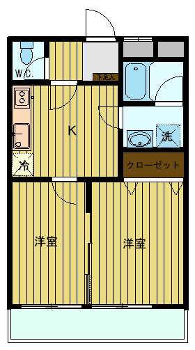 M・Y平(2K/3階)の間取り写真