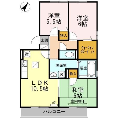 トリヴァンベール今井町(3LDK/1階)の間取り写真