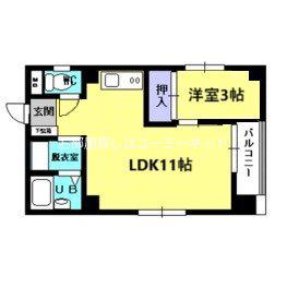 セジュール新屋敷(1LDK/4階)の間取り写真