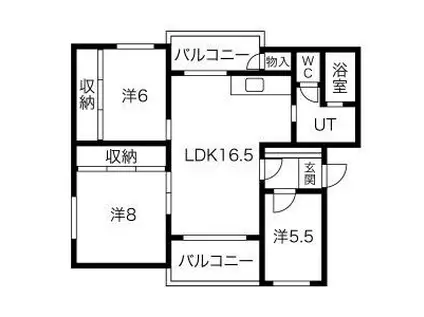 サクラアパートメント(3LDK/2階)の間取り写真