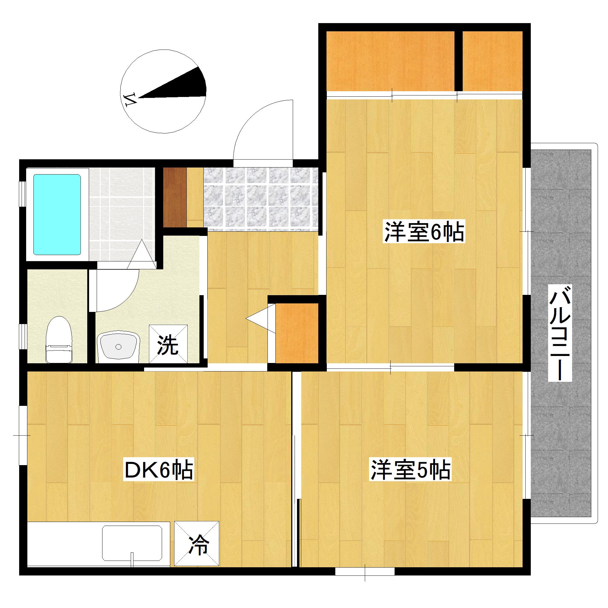 シェレナモア中島(2DK/1階)の間取り写真
