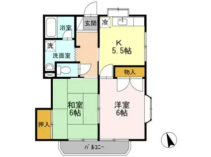 メゾンKIII(2K/2階)の間取り写真