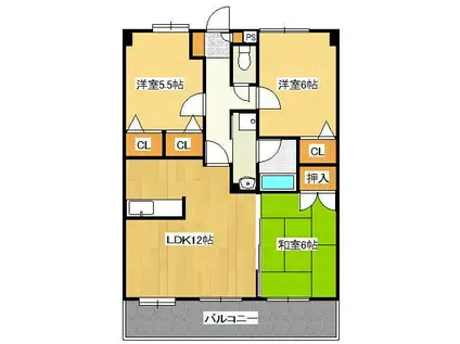 ベストビルディング(3LDK/8階)の間取り写真