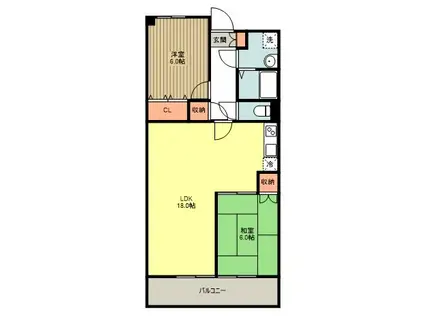 東大和グリーンタウン3号棟(2LDK/3階)の間取り写真