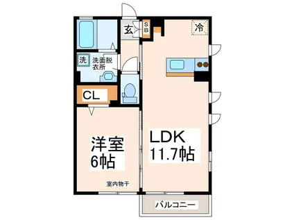 ホームパーティーVI号館(1LDK/2階)の間取り写真