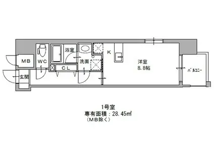 ミュゼ 海老山(ワンルーム/10階)の間取り写真