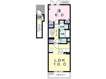 シダーコート(1LDK/2階)の間取り写真