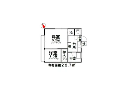 鳳栄レジデンス(2K/2階)の間取り写真