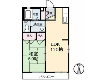 リーベン井口(1LDK/1階)の間取り写真
